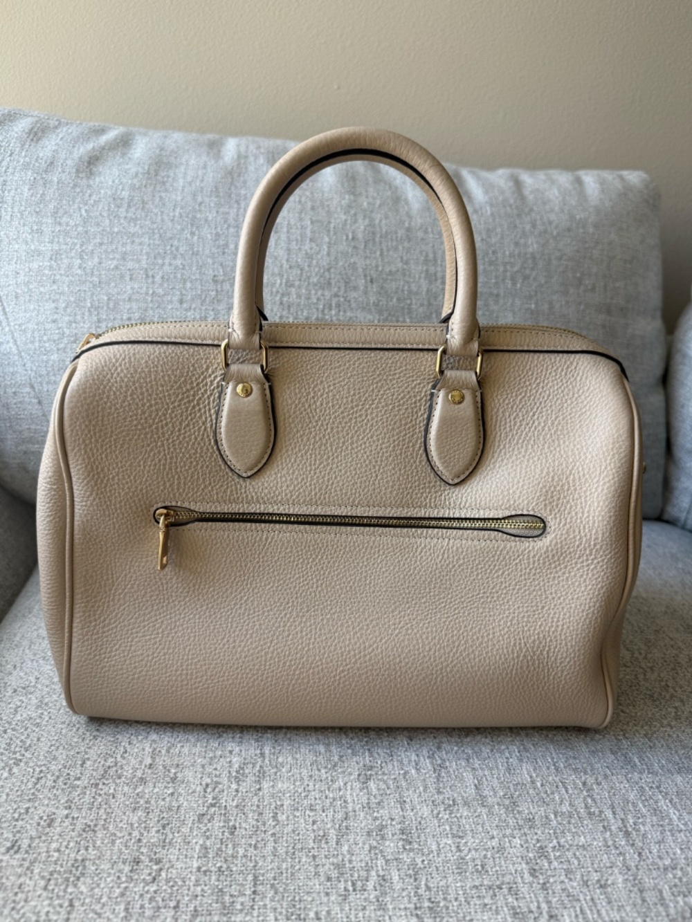 Rowan Large Satchel Bag In Signature Leather - Oat - Picture 2 of 5